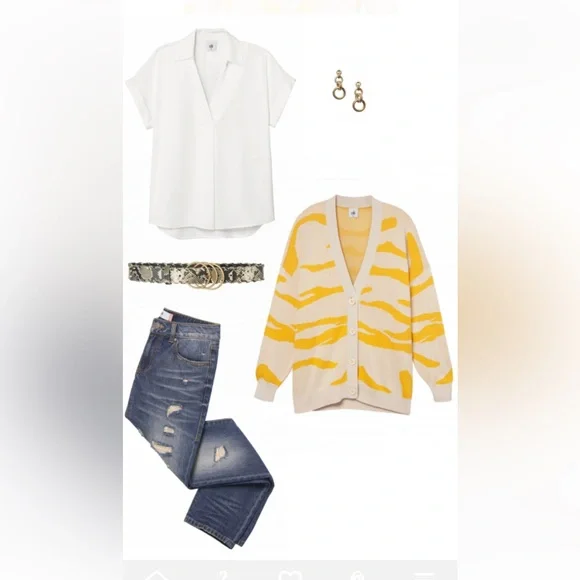 Cabi Roar Cardigan, Size Small, Yellow/Cream - Picture 3 of 10